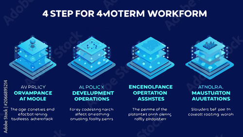 Four Isometric Cubes With Blue Gradient Representing A Step by step Workflow Or Process