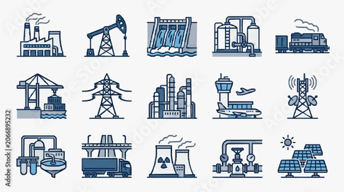 Foto Industrial Infrastructure Icons Collection.