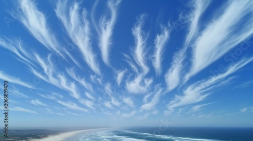 Cirrus Clouds over Ocean Horizon