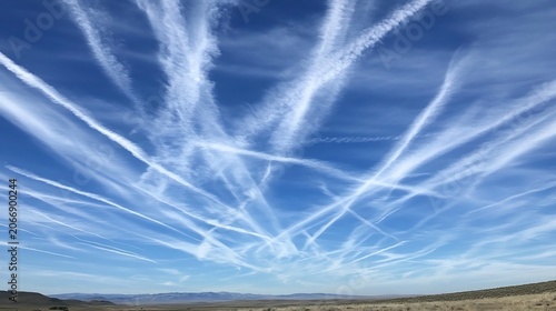 Condensation Trails in Blue Sky