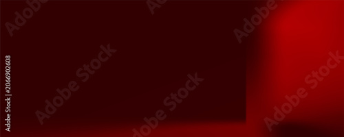 Red studio background. Abstract limbo podium studio room. Dark red gradient wall floor and spotlight scene. Showcase, promotion display