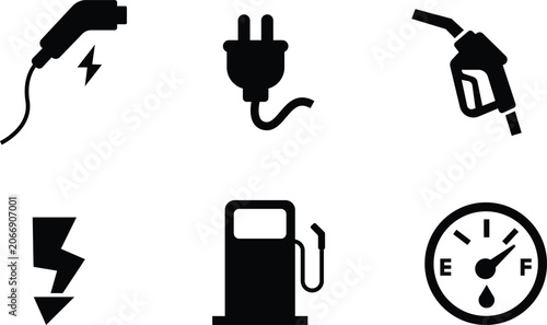 Fotografía Electric and gasoline vehicle charging icons