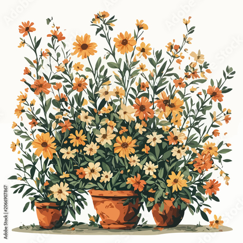 flowers and plants in pots painting 