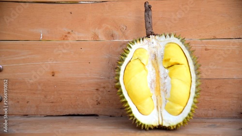 Closeup focus to Long Lablae Durian type on the plate