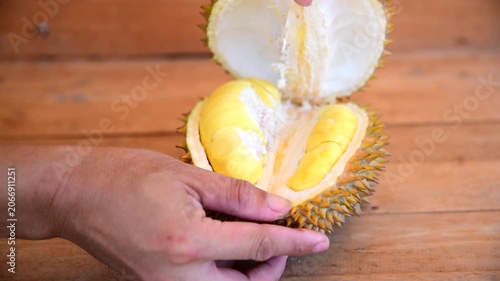 Closeup focus to Long Lablae Durian type on the plate