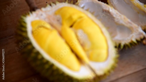 Closeup focus to Long Lablae Durian type on the plate