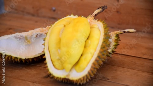Closeup focus to Long Lablae Durian type on the plate