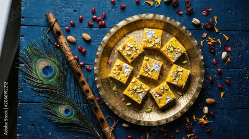 Festive Indian Mithai Flat Lay Background