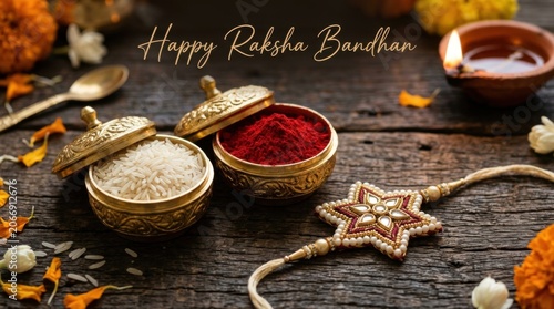 Traditional Raksha Bandhan Ritual Flat Lay