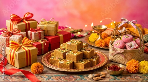 Festive Gift Boxes And Indian Sweets
