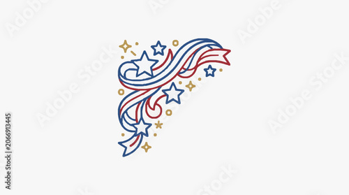 Colorful abstract line art swirl design illustration.