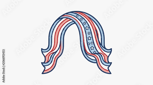 Colorful abstract line art of a ribbon or bow.