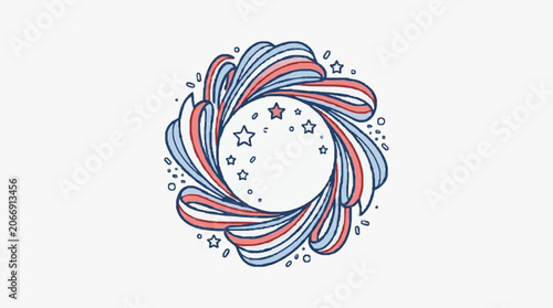Colorful abstract line art swirl design illustration.