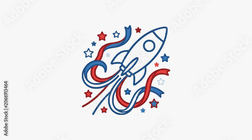 Colorful abstract line art with swirls and stars design.