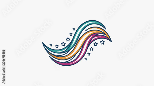 Colorful abstract ribbon looped in smooth curve.