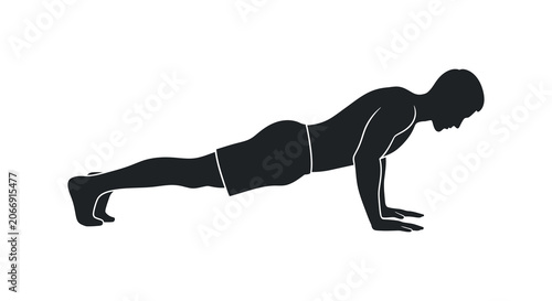 Photos Man performing push up exercise in black silhouette pushup fitness workout