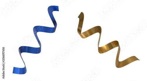 Blue and Golden curled ribbon decorative festive celebration element
