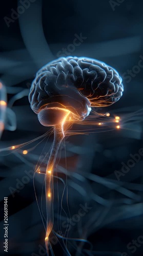 Fractal visualization of human mind in digital energy space with glowing particles, blue science background, and abstract fractal realms of thought and power
