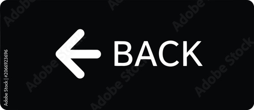 Cuadro en lienzo White Back Arrow Icon on Black Background, Simple Navigation Button Symbol