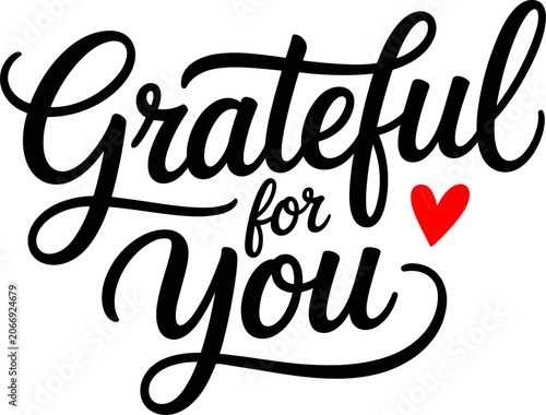 Tableau sur toile Grateful for you heartfelt typography design