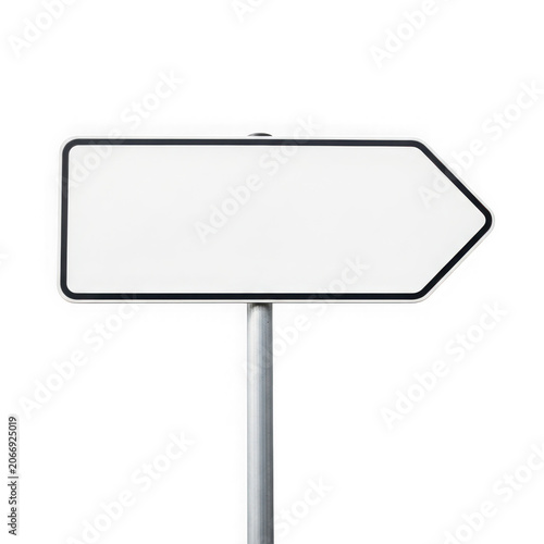 Blank White Directional Sign on Pole Isolated.