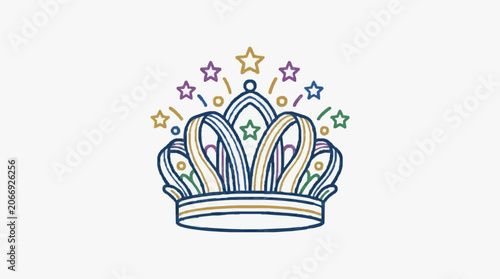 Obraz na plátně Elegant crown icon with intricate design and stars.