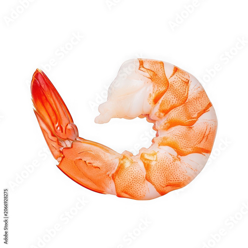 Cooked Shrimp Tail Isolated on White Background.
