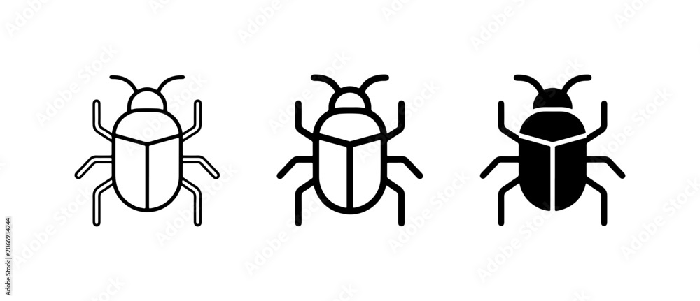 Fototapeta premium Insect Icons, Beetle Symbols, Pest Control Graphics, Simple Vector Art