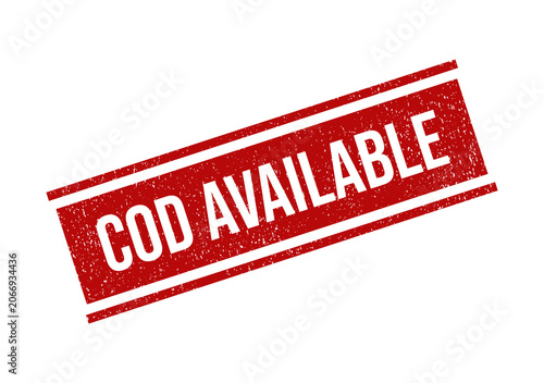 Red grunge rubber stamp with the text cod available on a clean surface