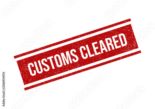 Red grunge rubber stamp with the text customs cleared for import