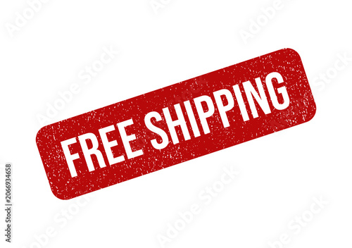 Red grunge rubber stamp with the text free shipping for e-commerce