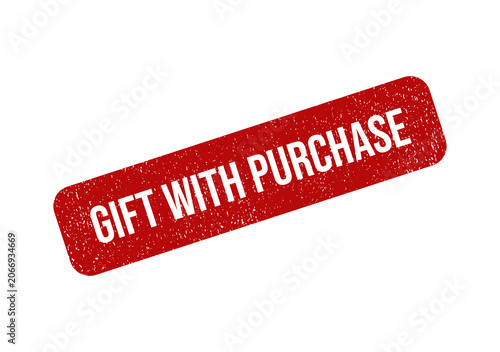 Red grunge rubber stamp with the text gift with purchase inside