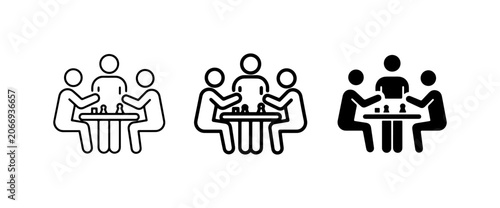 Foto Teamwork Icons, Group Meeting Symbols, Collaboration Vector Graphics, People Sit