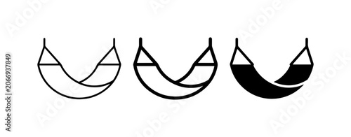 Schilderij op canvas Hammock Icons: Outline, Line Art, and Solid Fill Vector Graphics for Relaxation