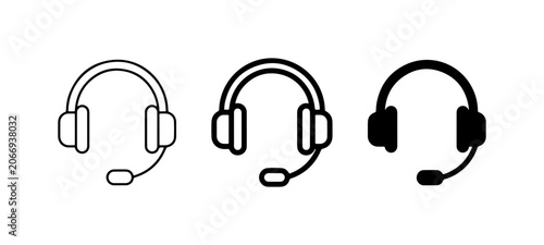 Obraz na płótnie Headset Icons, Communication Symbols, Support Service Graphics, Audio Equipment