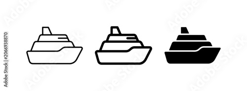 Obraz na plátně Cruise Ship Icons, Passenger Liner Vector Graphics, Ocean Liner Set, Travel Tran