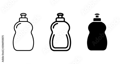 Dish Soap Bottle Icons, Cleaning Liquid Container Vector Set, Household Detergent Dispenser Graphics