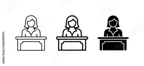 Quadro su tela Lawyer, Judge, or Speaker Icons: Courtroom Podium, Public Speaking, Legal Profes