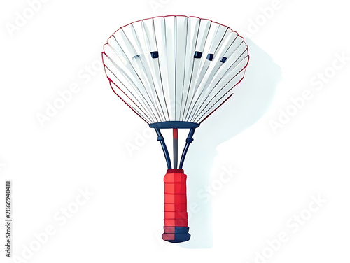 Modern red and white pendant lamp with white shade.