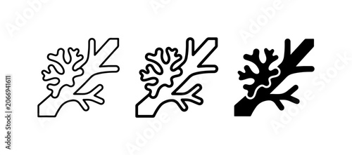 Cuadro en lienzo Coral Branch Icons, Marine Life Vector Graphics, Underwater Nature Symbols