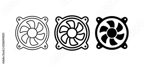 Tableau sur toile Computer Fan Icons, Cooling System Vector Graphics, Ventilation Equipment Set