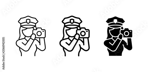 Fotografie Female Photographer Icons, Camera Operator Vector Set, Photojournalist Graphics