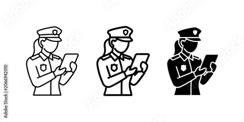 Police Officer Icons, Law Enforcement Vector Graphics, Security Personnel Symbols