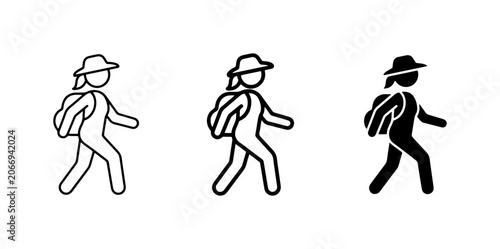 Hiking Icons, Backpacking Vector Art, Outdoor Adventure Stick Figures, Travel Graphics
