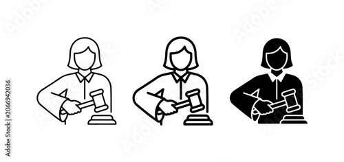 Judge Icons, Legal Gavel Symbols, Courtroom Justice Graphics, Law Authority Vector Set