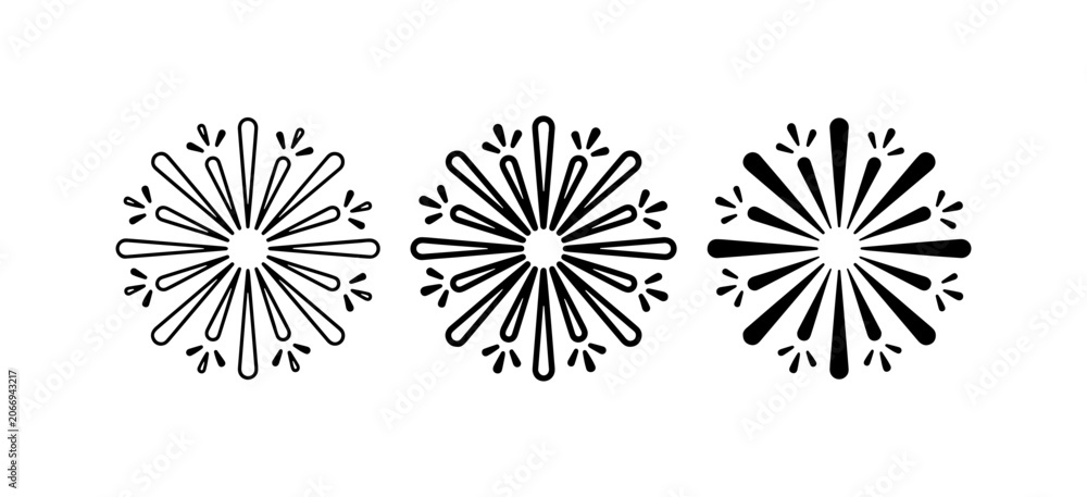 Obraz premium Explosion Burst Icons, Starburst Shapes, Radial Lines, Celebration Graphics