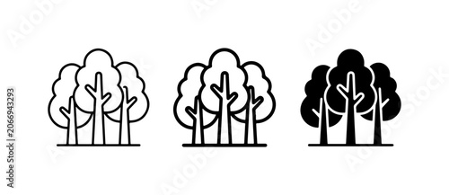 Fotografija Forest Icons, Tree Group Graphics, Woodland Symbols, Nature Set, Outdoor Element