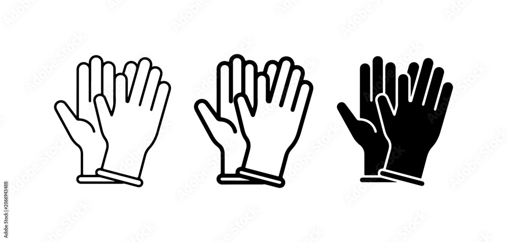 Fototapeta premium Glove Icons Set, Protective Handwear Graphics, Medical and Safety Gear Symbols