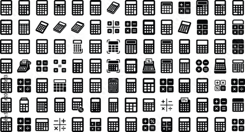Bild auf Leinwand Calculator silhouette icon set for math financial accounting business budget cal