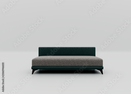 Quadro em tela Green chaise lounge sofa with orange base